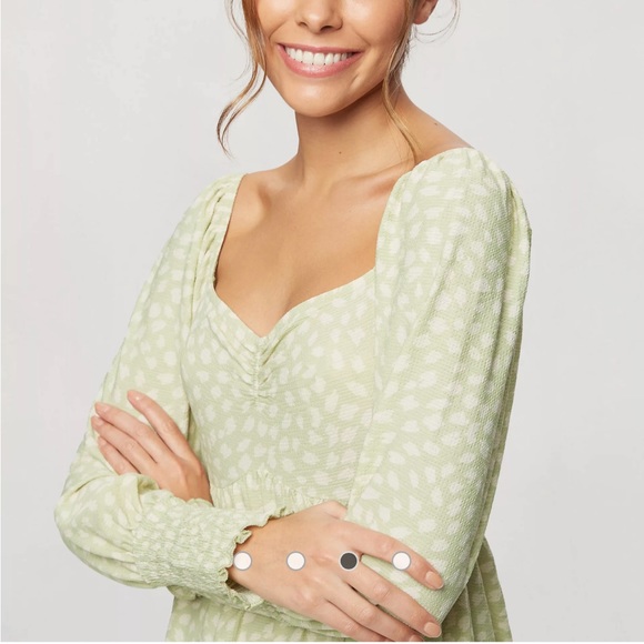 Sweetheart neck tierred mini dress in sage - Picture 3 of 5